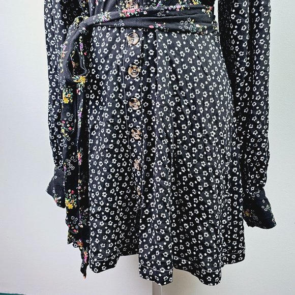 Free People Women's Floral Wonderland A-line Dress, Black, Sz S - Picture 7 of 13